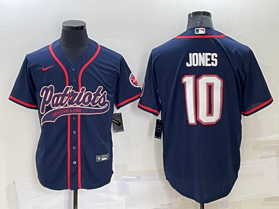 Men's New England Patriots #10 Mac Jones Navy Cool Base Stitched Baseball Jersey